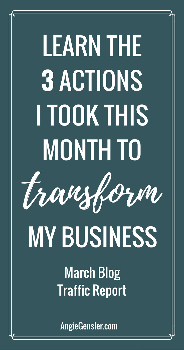 Learn the 3 major actions I took that transformed me from a hot mess in February to confident and productive in March. I'm sharing all the details in my Blog Traffic Report.