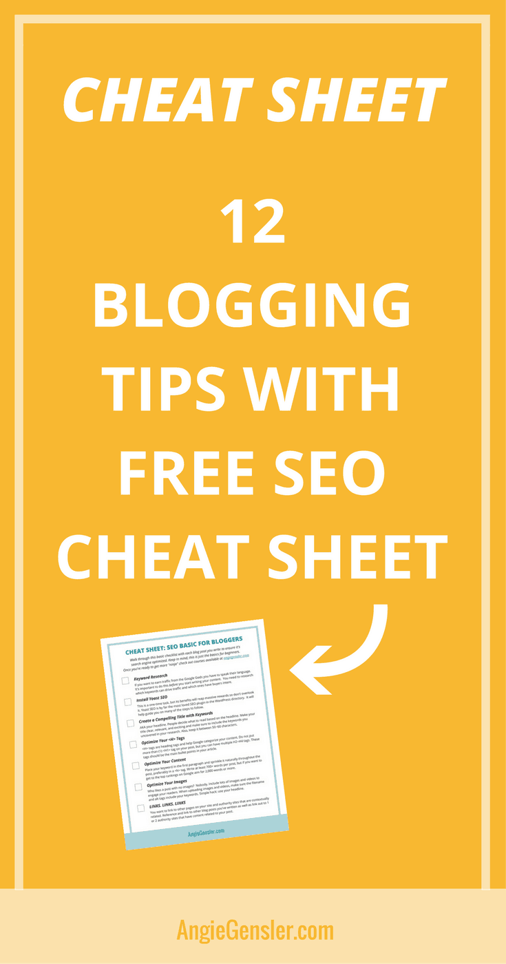 12 blogging tips with free SEO cheat sheet