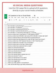 65 Questions Swipe File SEO basics for bloggers