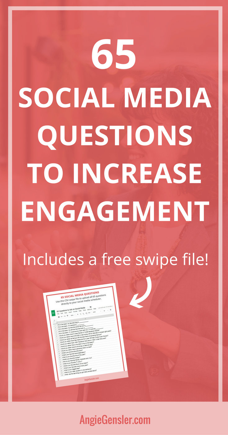 Asking questions on social media is a great way to engage your audience. Here are 65 social media questions you can ask to increase engagement. #socialmedia #socialmediatips #socialmediamarketing
