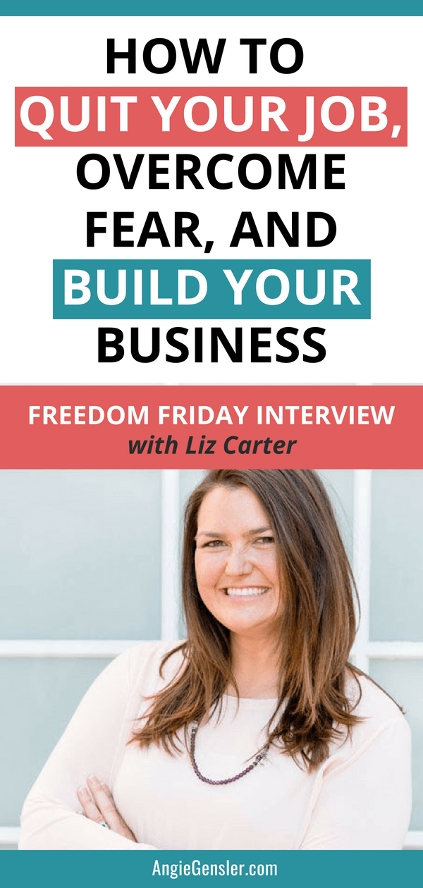 Want tips on how to escape your corporate job and build your business? Learn how Liz Carter quit her corporate job, handles fear and overwhelm, and learn her best tips on how to build your business. Liz shares her incredible story and tips with Angie Gensler in this Freedom Friday interview - a weekly broadcast featuring successful entrepreneurs who quit their 9-to-5 jobs to build a business and life they love. #AngieGensler #FreedomFriday #Entrepreneur #BusinessWoman #BusinessTips