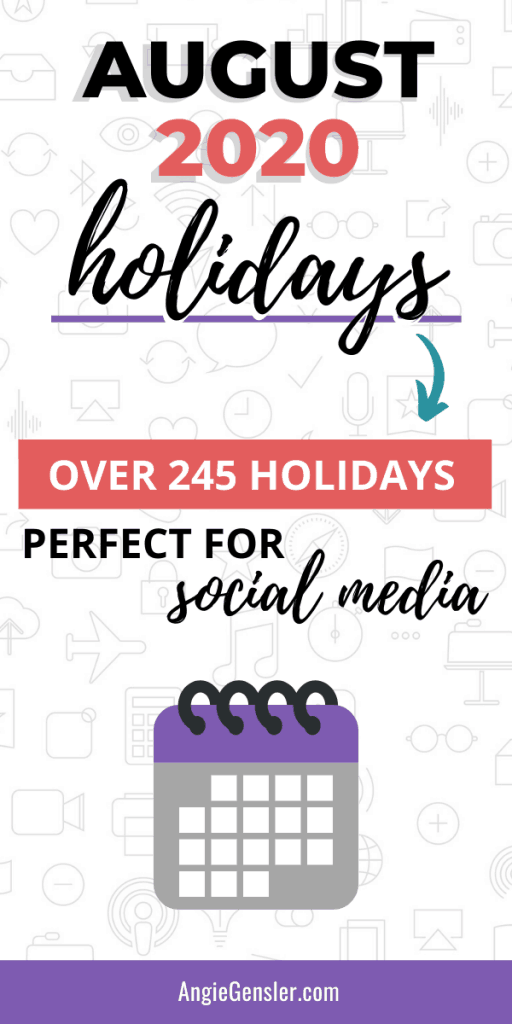2020 August Holidays Pinterest